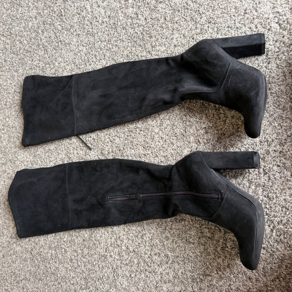 Target Black Faux Suede Over The Knee Block Heel Boots Size 6 096153164F